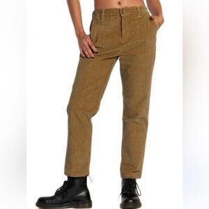 NWT MSRP $86 RVCA Tan Checkered Pants